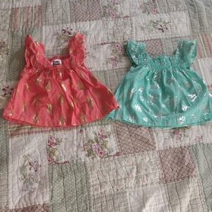 Set of Two Baby Shirts in Coral and Mint